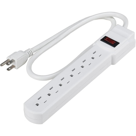 Global Industrial Power Strip, SJTW, 5-15R, 2.5 ft., White 500802
